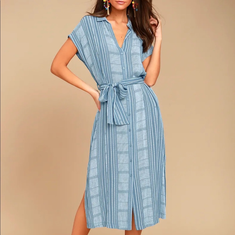 COPY - I'm the One Blue and White Striped Shirt Dress